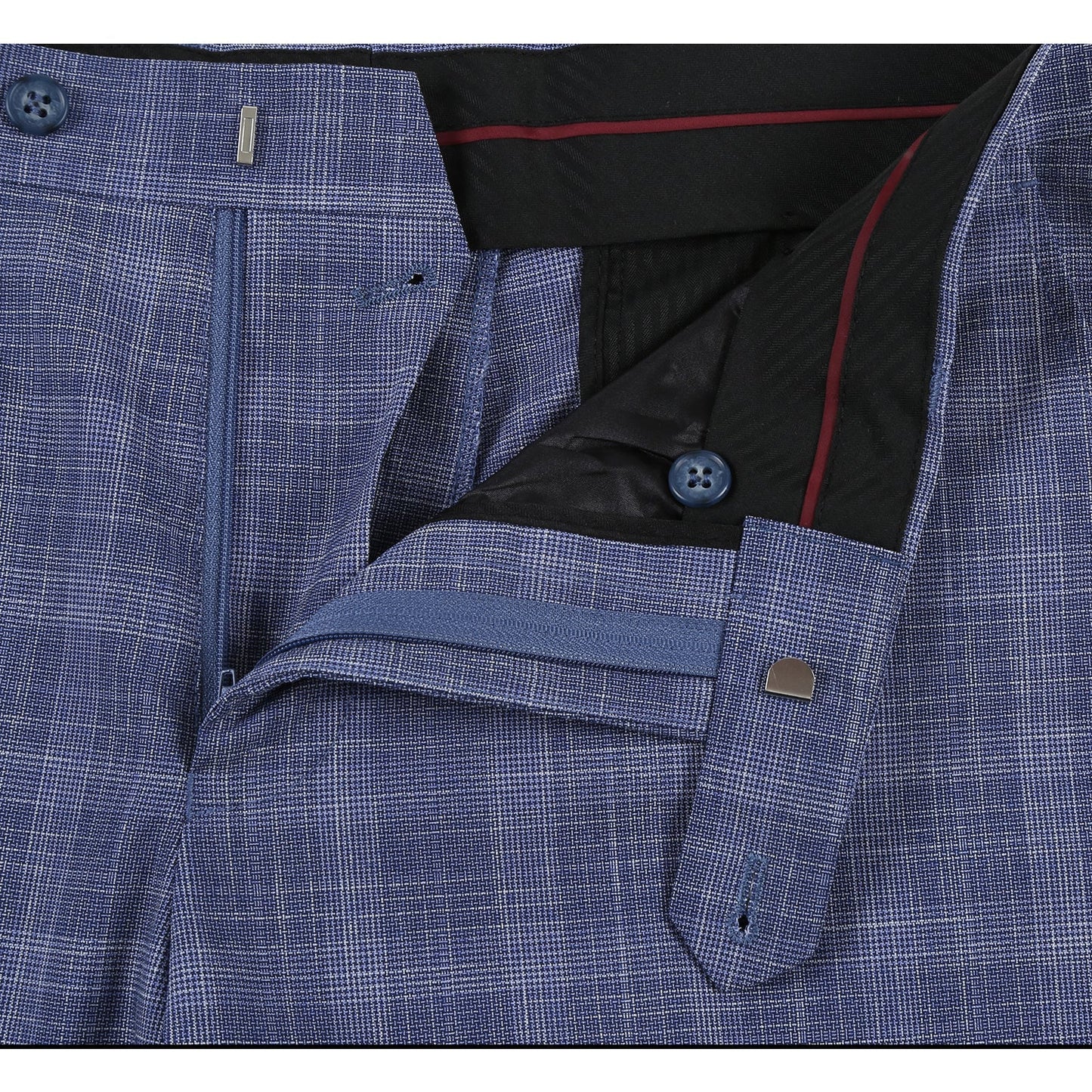 Blue Stretch Check Suit - Slim Fit