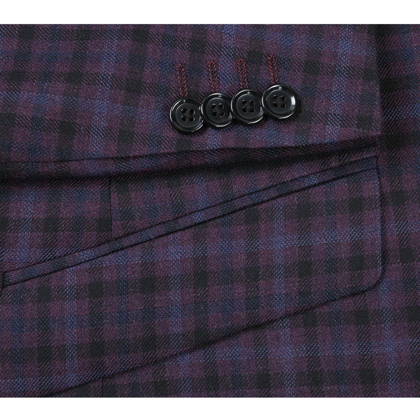 Wool Blend Plum Check Sport Coat - Slim Fit