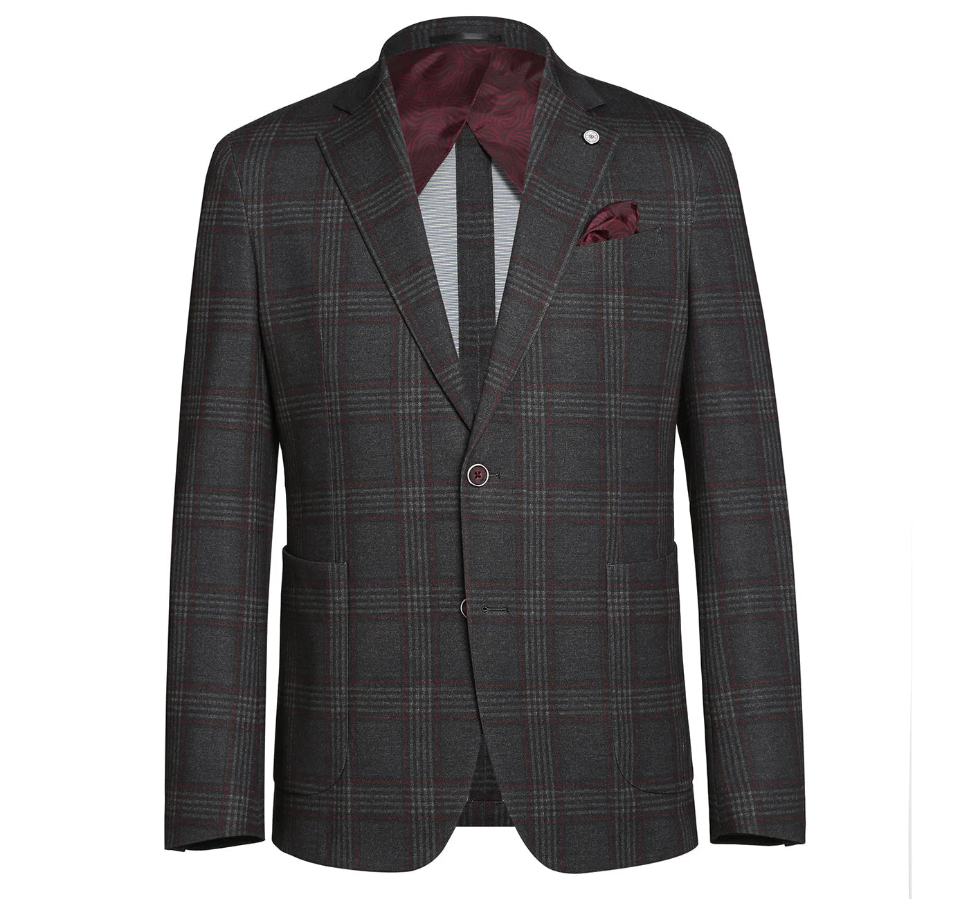 Pellagio Dark Gray Check Sport Coat - Slim Fit