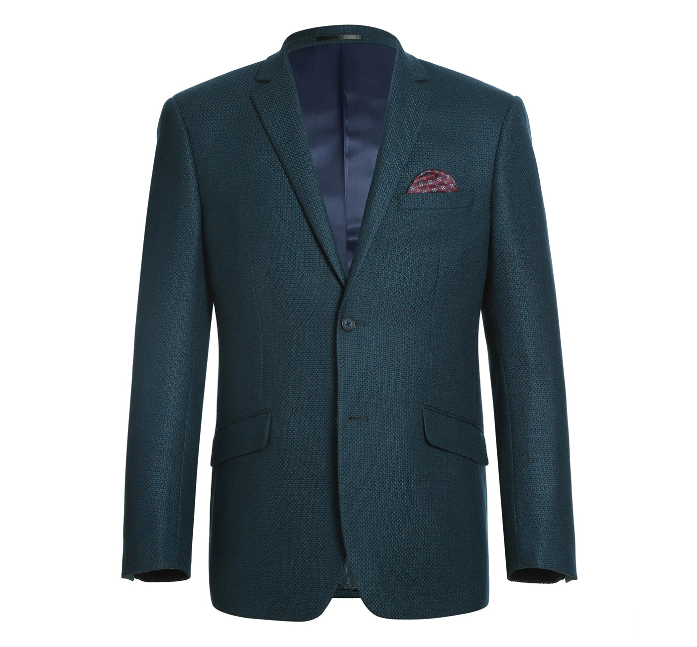 Wool Blend Teal Check Sport Coat - Slim Fit