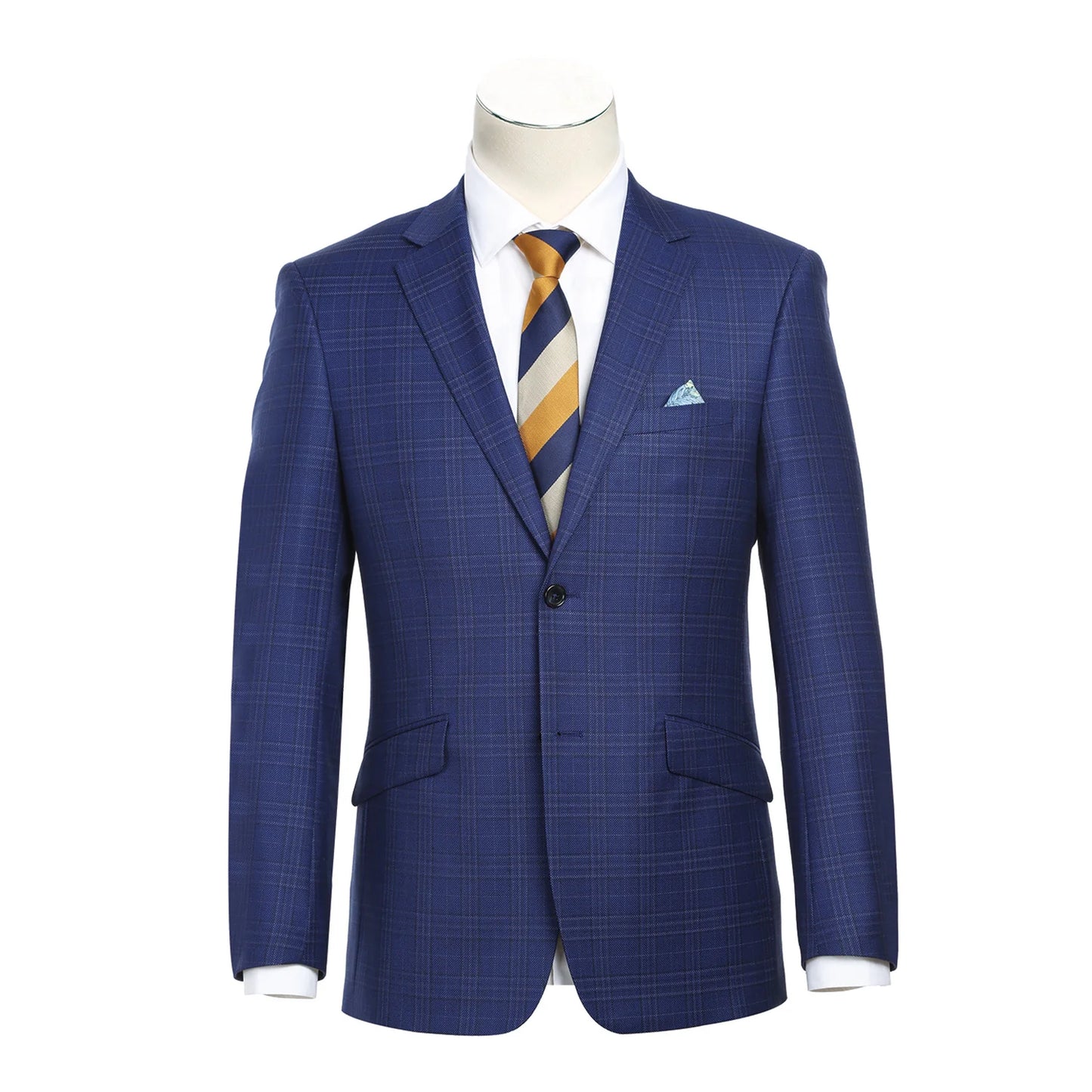 Wool Blend Blue Check Sport Coat - Slim Fit