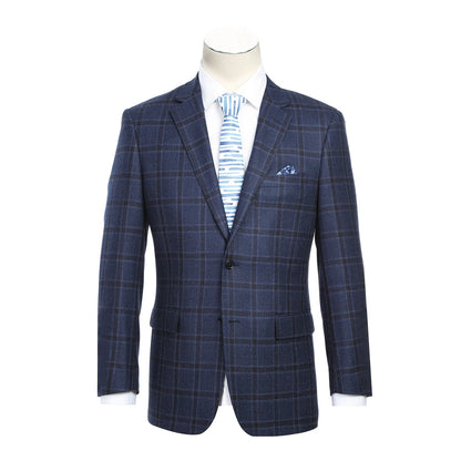 100% Wool Blue Check Sport Coat - Classic Fit