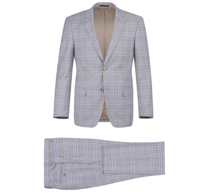 Gray Check Suit - Slim Fit