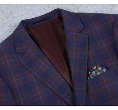 Burgundy Check Sport Coat - Slim Fit