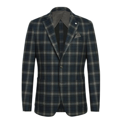 Pellagio Navy and Brown Check Sport Coat - Slim Fit