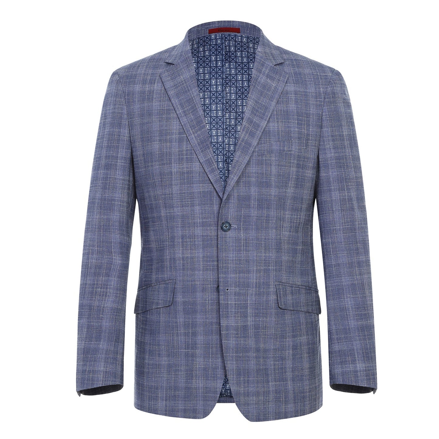 Blue Stretch Check Suit - Slim Fit