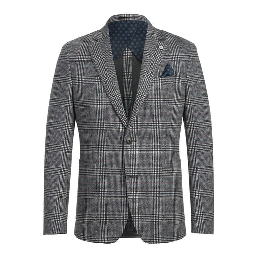 Pellagio Navy and Burgundy Check Sport Coat - Slim Fit