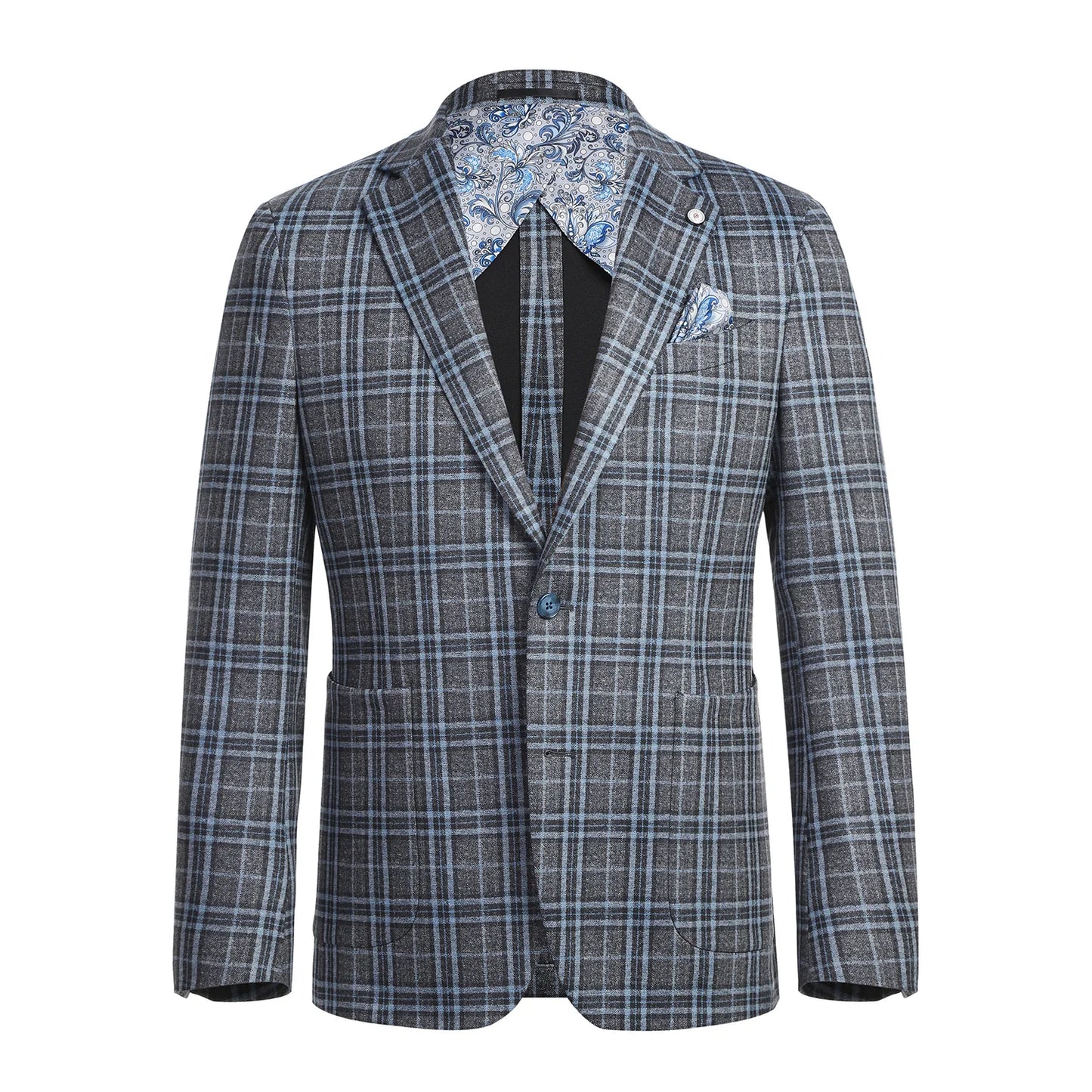 Pellagio Gray and Blue Check Sport Coat - Slim Fit