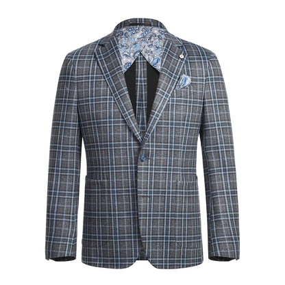 Pellagio Gray and Blue Check Sport Coat - Slim Fit