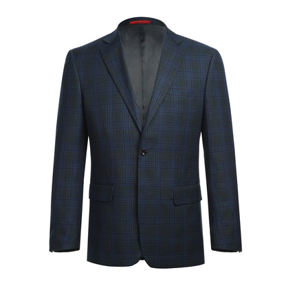 Charcoal and Blue Check Sport Coat - Slim Fit