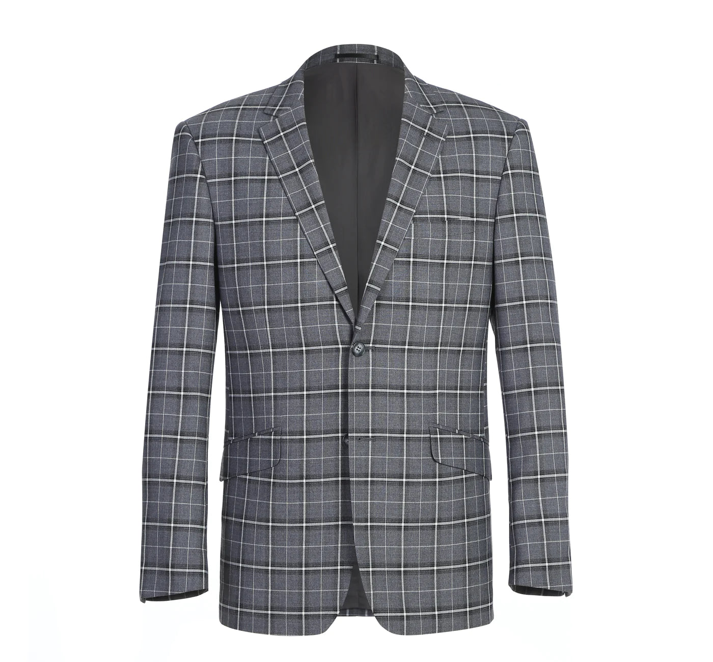 Dark Gray Stretch Check Suit - Classic Fit