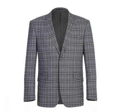 Dark Gray Stretch Check Suit - Classic Fit