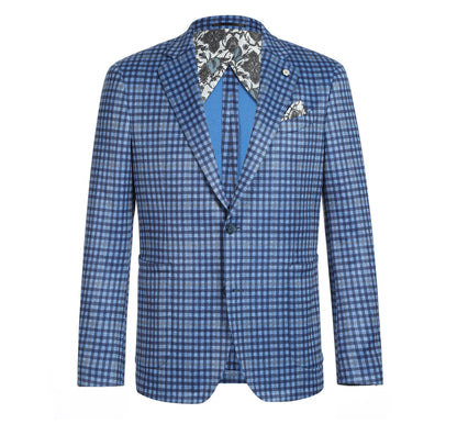 Pellagio Blue Plaid Sport Coat - Slim Fit