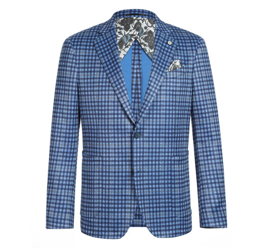 Pellagio Blue Plaid Sport Coat - Slim Fit