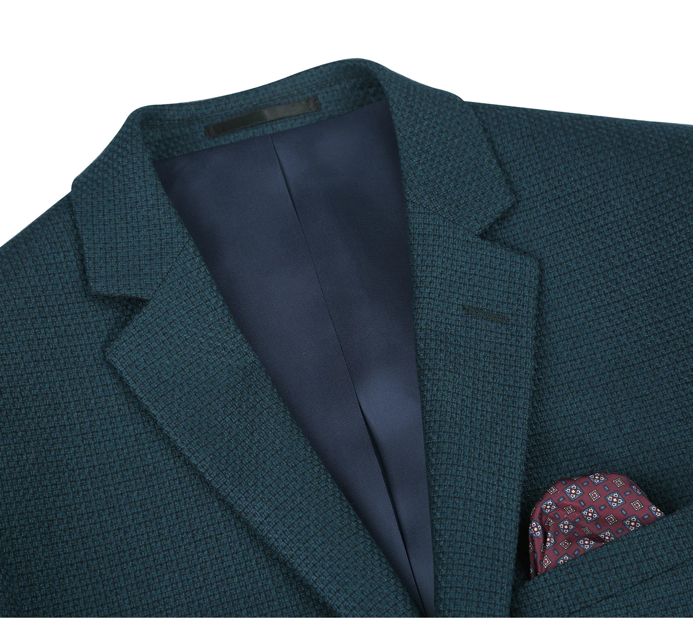 Wool Blend Teal Check Sport Coat - Slim Fit