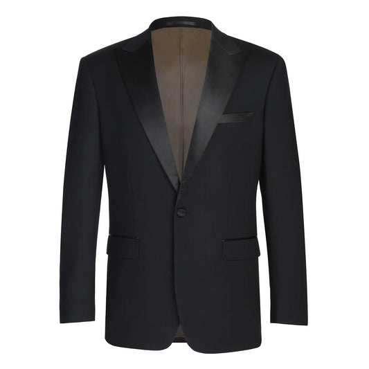 100% Wool Black Tuxedo with Peak Lapel