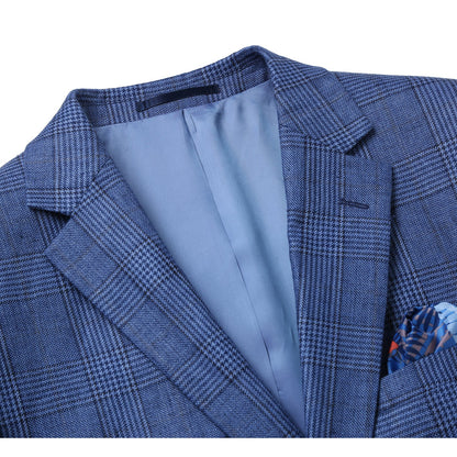 Blue Windowpane Linen Sport Coat - Slim Fit