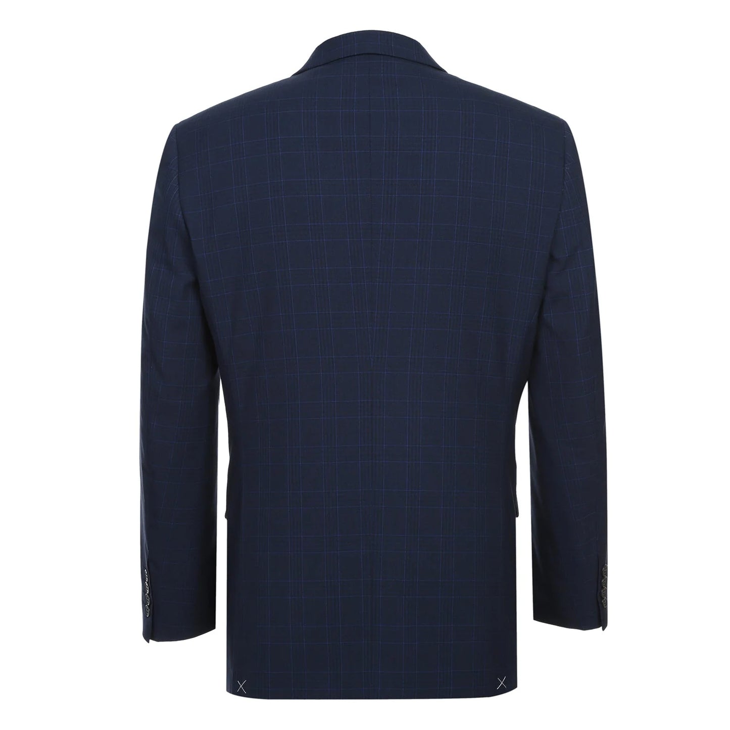 Marine Blue Stretch Check Suit - Classic Fit