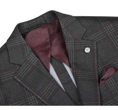 Pellagio Dark Gray Check Sport Coat - Slim Fit