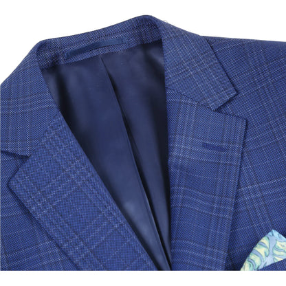 Wool Blend Blue Check Sport Coat - Slim Fit