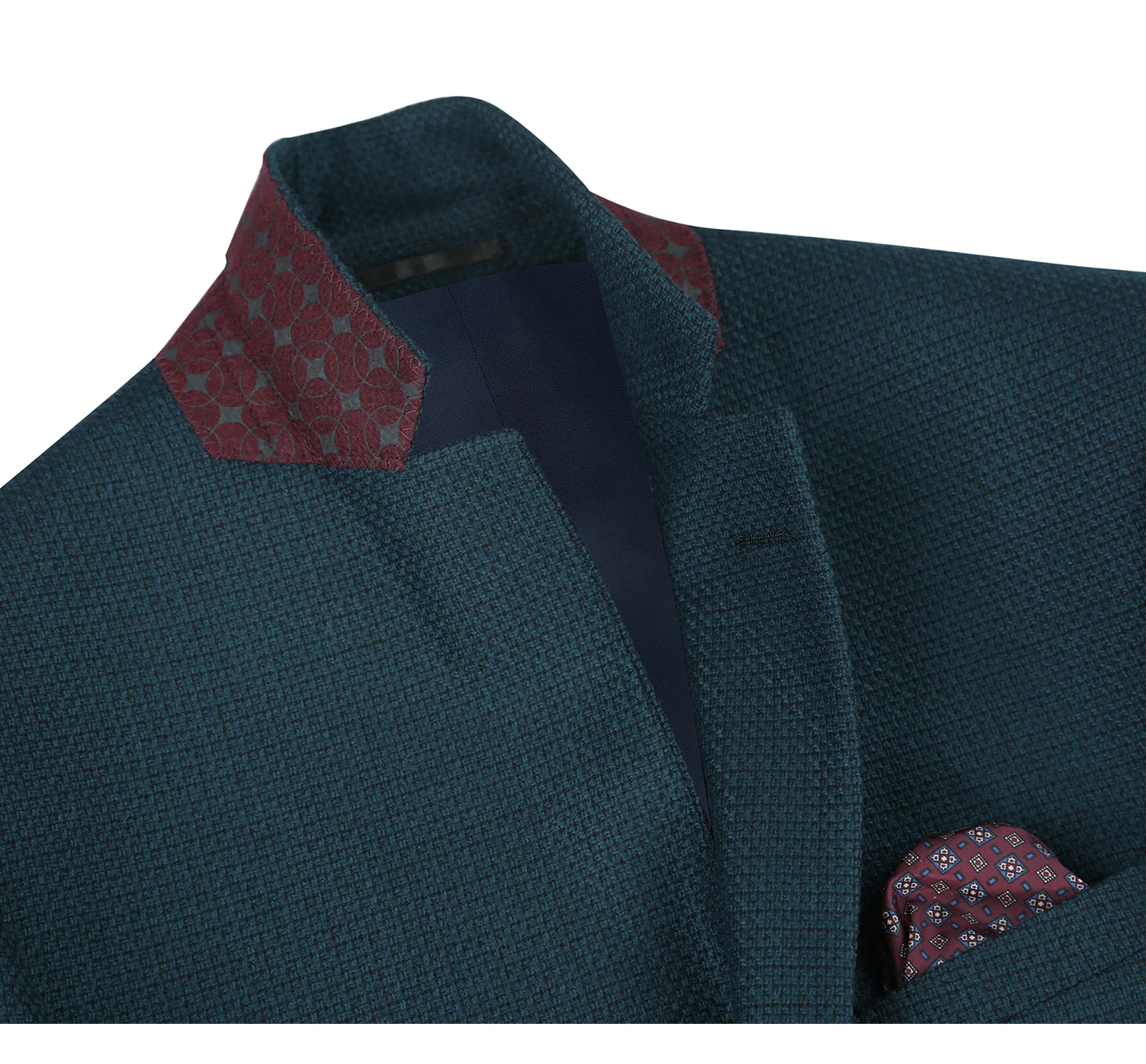 Wool Blend Teal Check Sport Coat - Slim Fit