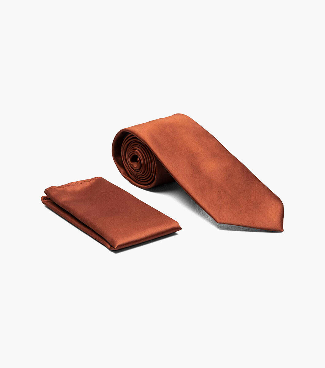 Rust Satin Tie Set