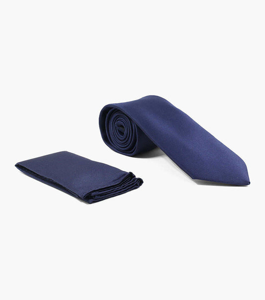 Navy Satin Tie Set