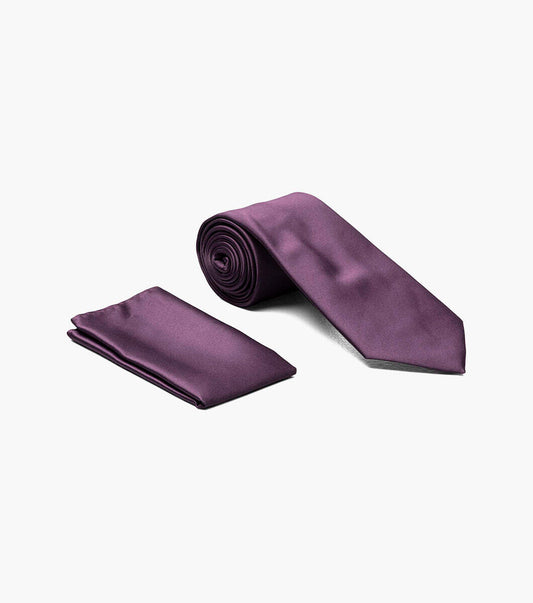 Plum Satin Tie Set