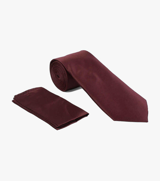 Burgundy Satin Tie Set