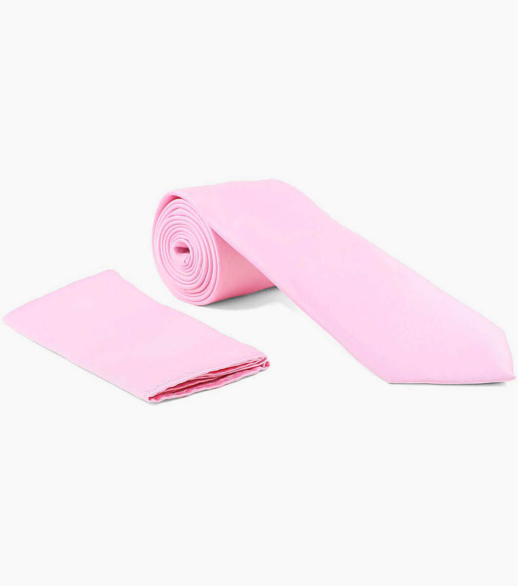 Pink Satin Tie Set