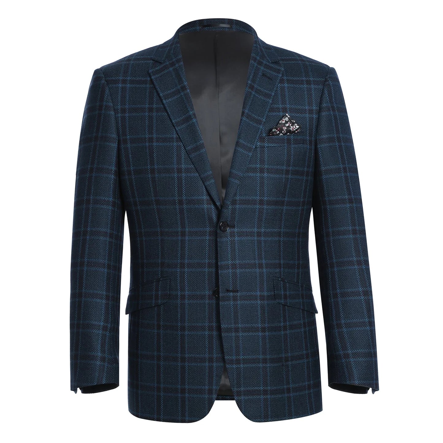 100% Wool Blue Check Sport Coat - Slim Fit