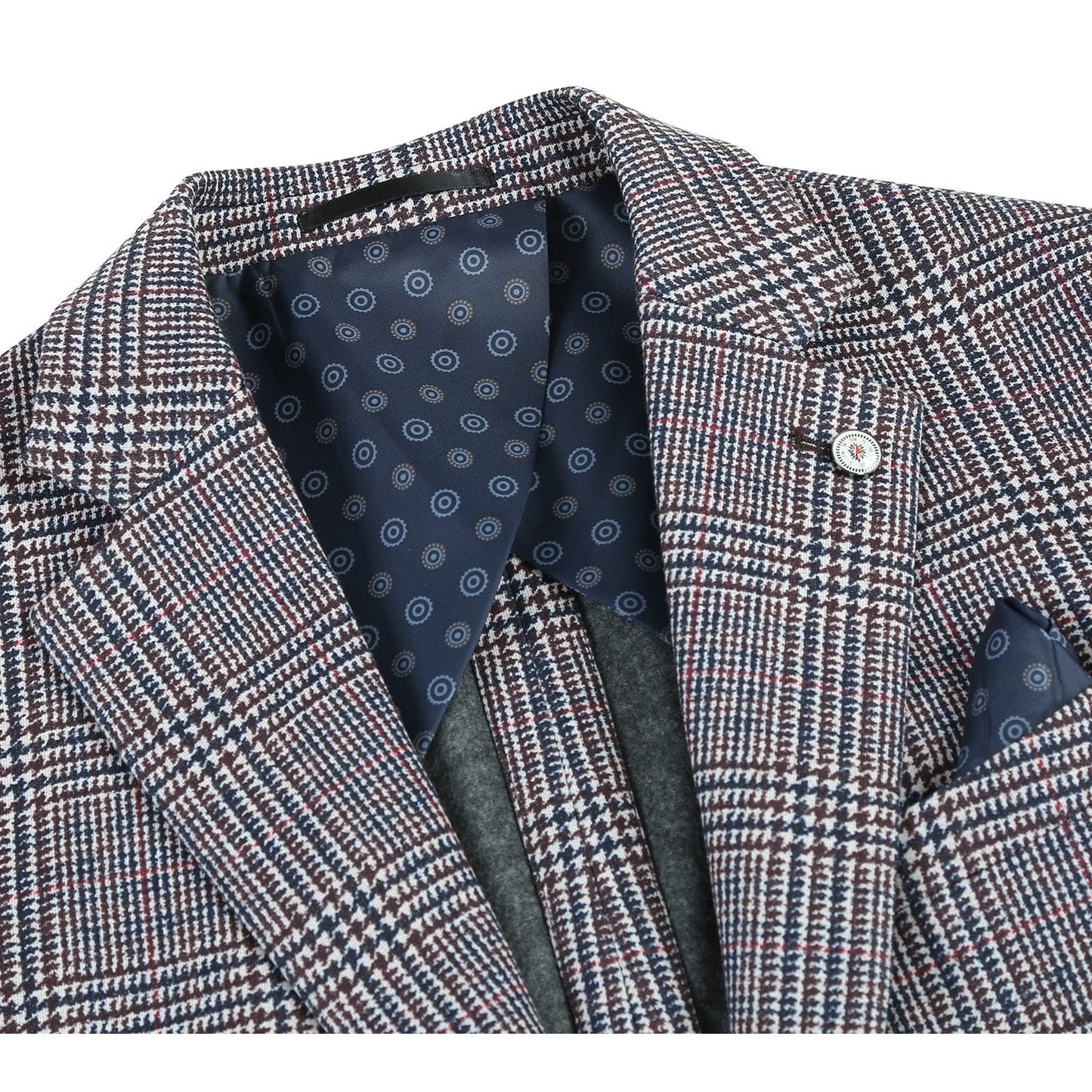 Pellagio Navy and Burgundy Check Sport Coat - Slim Fit