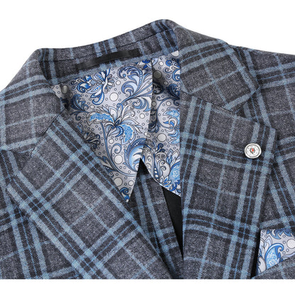 Pellagio Gray and Blue Check Sport Coat - Slim Fit