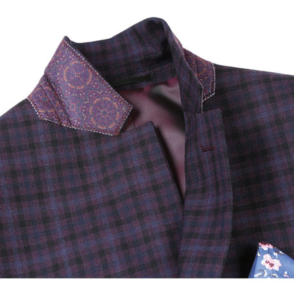 Wool Blend Plum Check Sport Coat - Slim Fit