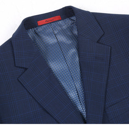 Marine Blue Stretch Check Suit - Classic Fit