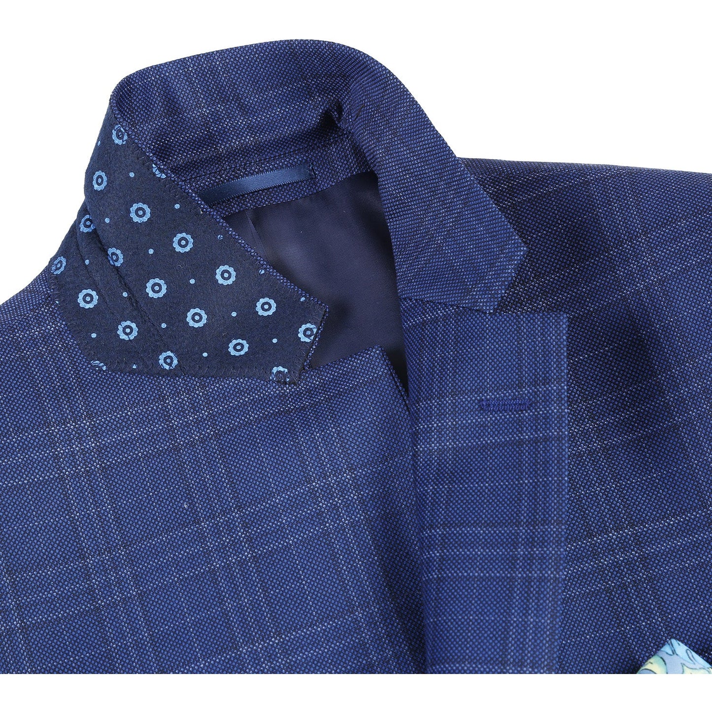 Wool Blend Blue Check Sport Coat - Slim Fit