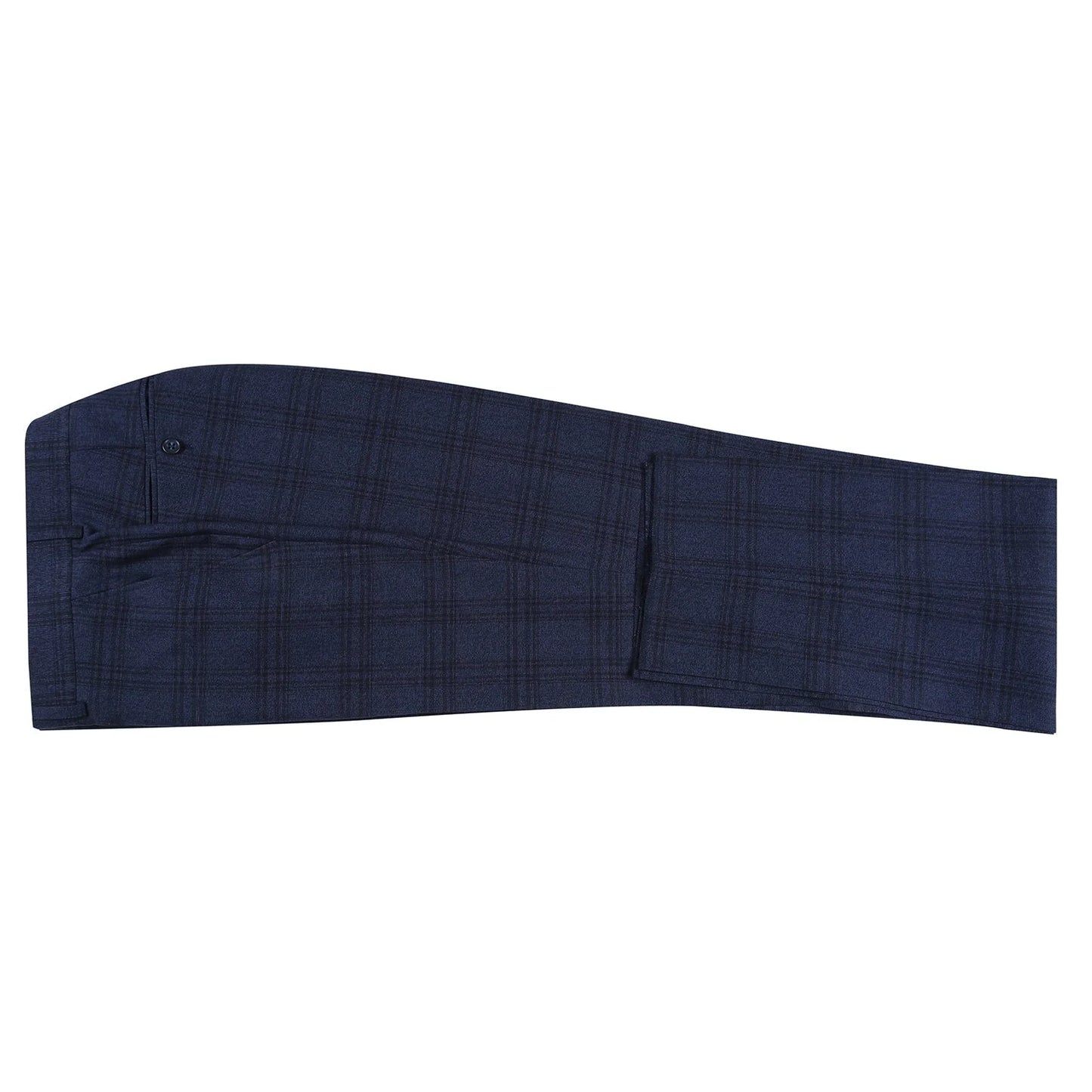 Navy Stretch Check Suit - Slim Fit