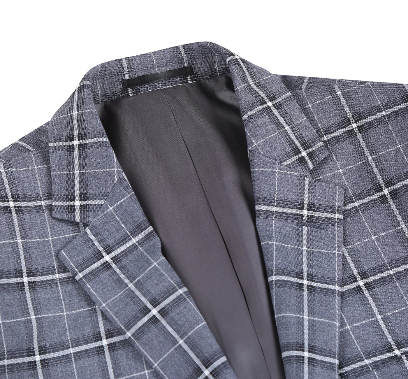 Dark Gray Stretch Check Suit - Classic Fit