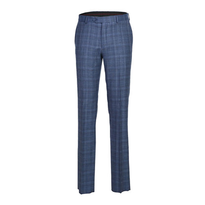 English Laundry Wool Blend Pale Denim Check Suit - Slim Fit