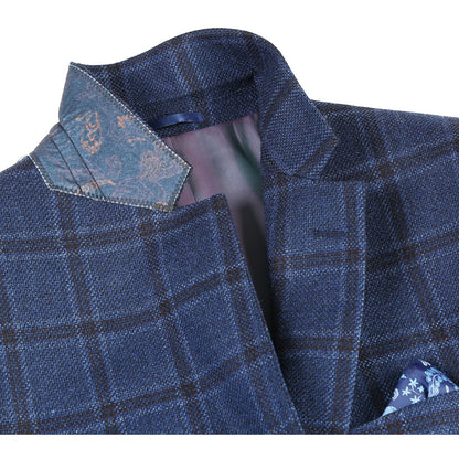 100% Wool Blue Check Sport Coat - Classic Fit