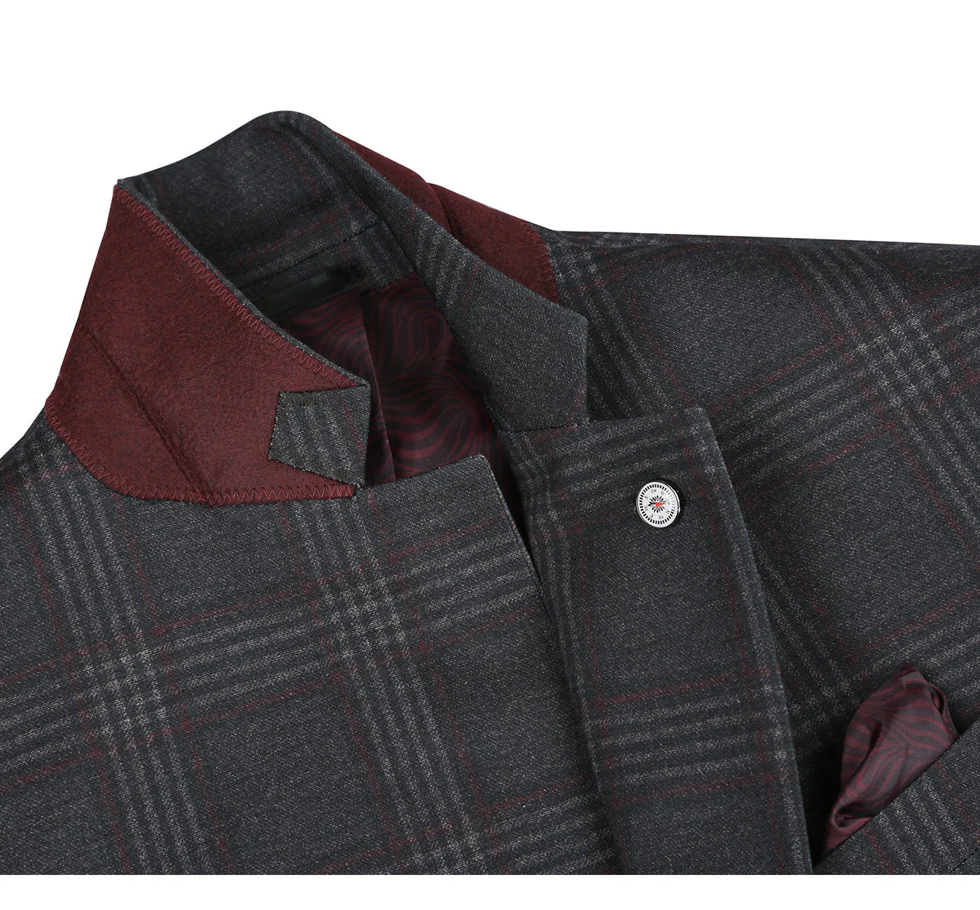 Pellagio Dark Gray Check Sport Coat - Slim Fit