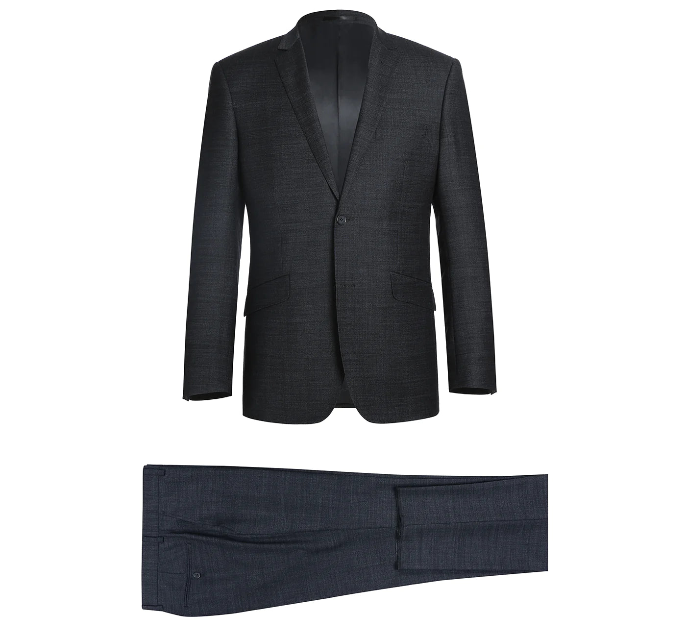 Wool Blend Charcoal Suit - Slim Fit