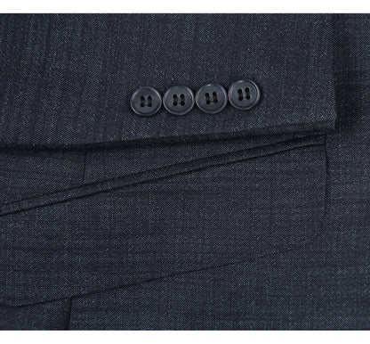 Wool Blend Charcoal Suit - Slim Fit