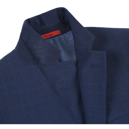 Marine Blue Stretch Check Suit - Classic Fit