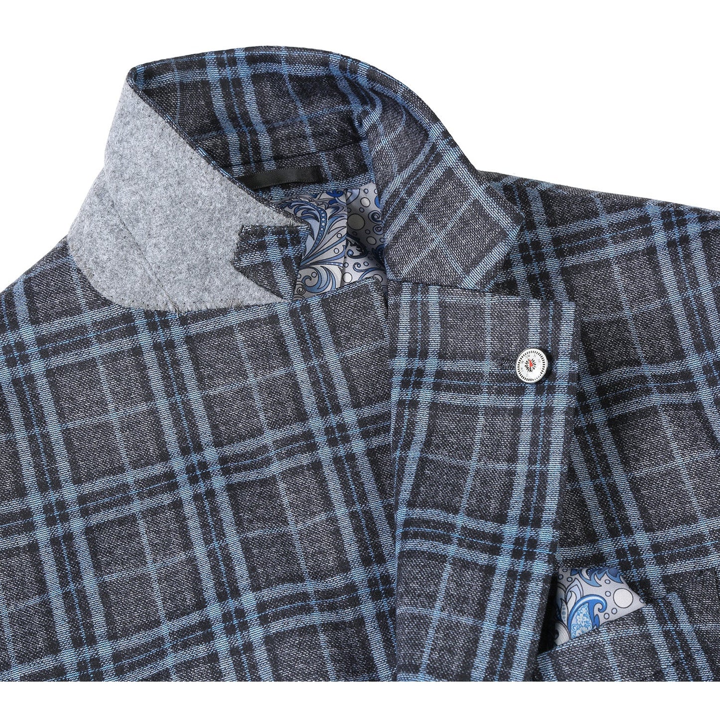 Pellagio Gray and Blue Check Sport Coat - Slim Fit