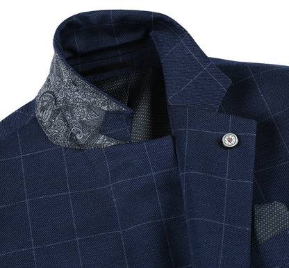 Pellagio Navy Windowpane Sport Coat - Slim Fit