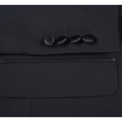 100% Wool Black Tuxedo with Peak Lapel
