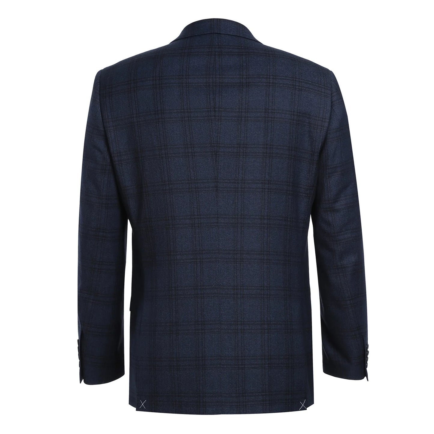 Navy Stretch Check Suit - Slim Fit