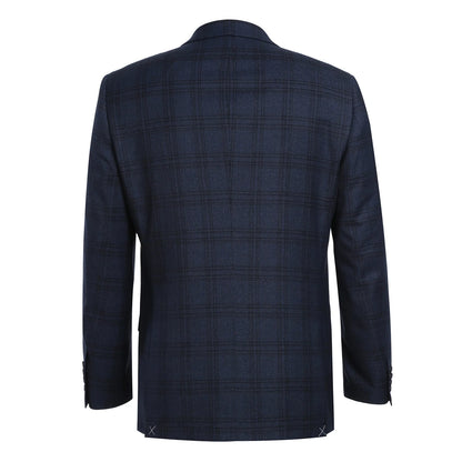 Navy Stretch Check Suit - Slim Fit