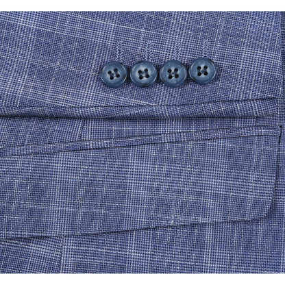 Blue Stretch Check Suit - Slim Fit